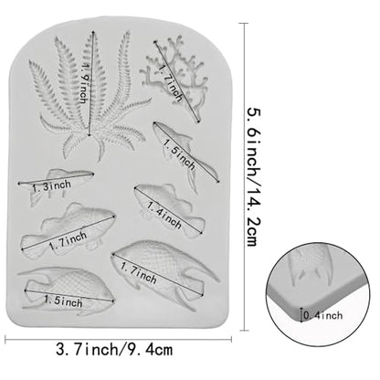 5 PCS Marine Theme Fondant Silicone Mold Seaweed Sea Fish Coral Sea Turtle Shape DIY Handmade Baking Tools, For Theme Cake Cookie Chocolate Candy Decoration Fondant Polymer Clay - style: Seaweed styles