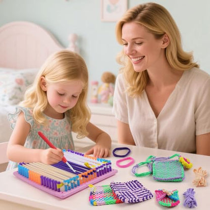 QPOU Weaving Loom Kit for Girls - Creative Toy Gift for Kids Ages 6-8 8-12, DIY Craft Kit to Make Potholders and Bracelets, Arts and Crafts Knitting Set for Beginners
