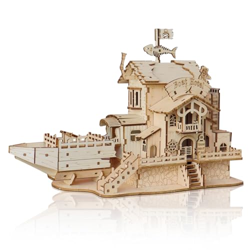 3D Wooden Puzzles for Adults, DIY Pirate Ship Model Building Kit