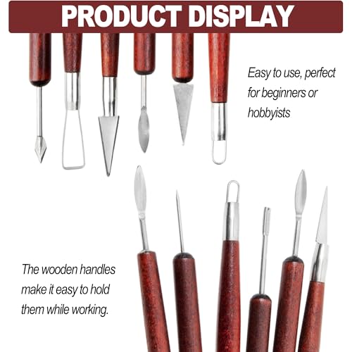 LINPHCEY 14-Piece Clay Sculpting Tools Set Perfect for Polymer Air Dry Modeling Clay Beginners & Professionals Ideal for DIY Pottery & Ceramics Tools for Clay Sculpey Sculpting & Crafting - color: 14PCS/SET