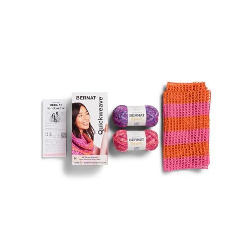 Bernat QuickWeave - 1 Pack of 120 Yards/4.9 oz Citrus Twist Yarn 80% Acrylic 20% Wool Grid 85% Acrylic 15% Polyester Needle 100% Plastic - color: Citrus Twist