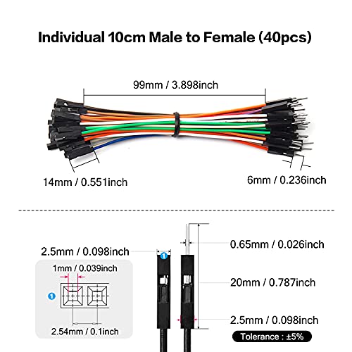 Chanzon 40pcs 10cm Male to Female Header Jumper Wire Dupont Cable Line - color: (2) Male to Female (40pcs), size: 10CM
