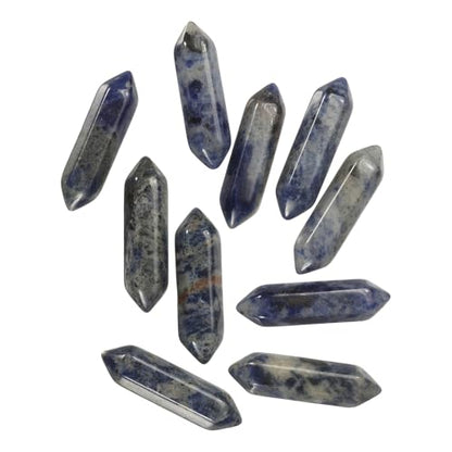 MECCANIXITY 10 Pack Blue Agate Quartz Crystals, Polished Crystals Bulk Hexagonal Shaped Meditation Gemstone for Jewelry Making Energy Balance Accessories Gifts - color: Blue Agate
