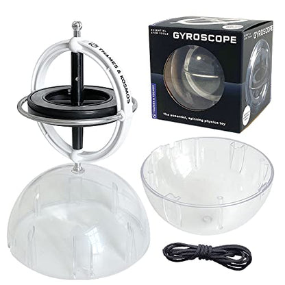 Thames & Kosmos Gyroscope | Essential STEM Tools | Classic Physics Science Toy for Kids & Adults | Experiments in Motion, Forces & Gravity | Includes Clear Sphere Stand & Storage Case | Ages 8+
