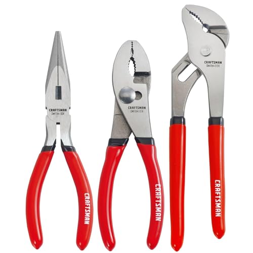 CRAFTSMAN Pliers Set, 3 Piece Set, Long Nose, Slip Joint, 8 Inch Groove (CMHT84103R) - size: (Pack of 1)