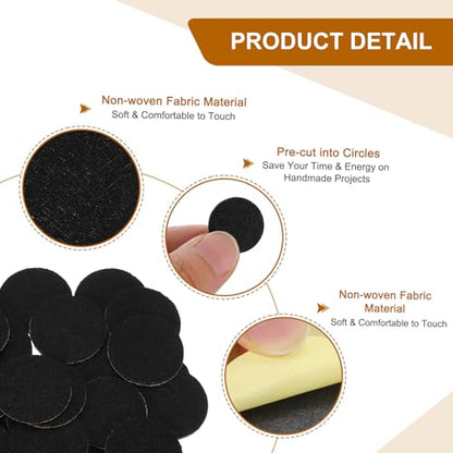 uxcell 80Pcs Round Felt Circles, 20mm (3/4") Black Non-Woven Felt Fabric Sticker Self-Adhesive Felt Pads Pre Cut Felt Pads for Sewing Costume Handcraft Cut Crafts DIY Projects - color: Black, size: 20mm