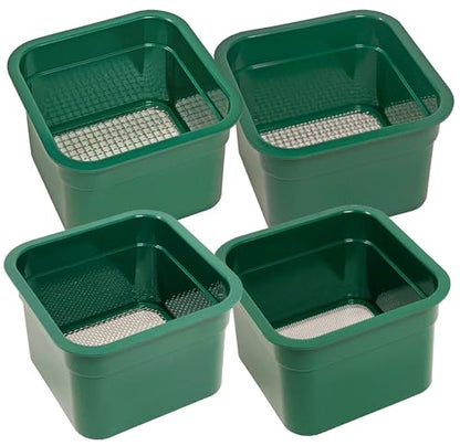 Sluice Fox mini Classifier Screen Gold panning Kits, Stainless Steel Screen mesh sifting Sieve Prospecting and gem Sorting; Shark Tooth sift Sifter - color: 4 Piece Green