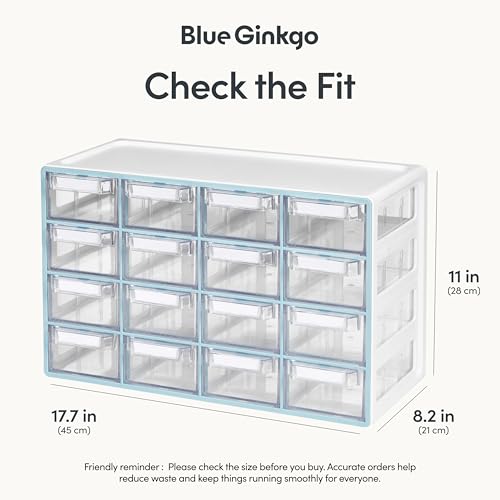 Blue Ginkgo 16-Drawer Storage Cabinet Organizer, Blue, Made in Korea - color: BLUE, size: 16 Drawer