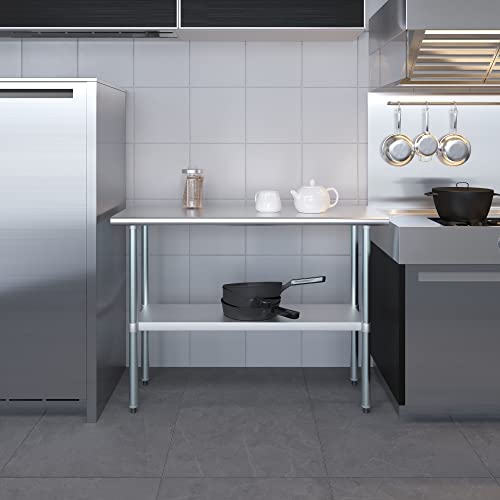AmGood 18 in. x 48 in. Stainless Steel Work Table | Metal Kitchen Food Prep Table | NSF - size: 48 in. Long x 18 in. Deep without Wheels