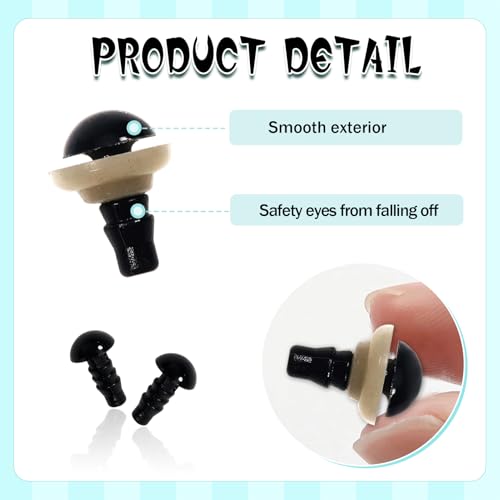 TOAOB 150pcs 7mm Safety Eyes for Amigurumis Craft Crochet Eyes with 150pcs Washers Black Doll Eyes for Crocheting Stuffed Animals Doll Making - size: 7mm
