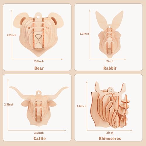 3D Wooden Puzzles for Kids, 8 Pcs Animal Assembly Model Wood Arts and Craft Puzzles Set, No-Glue DIY Delicate Pendant STEM Toys for Boys Girls Ages 6+, Educational Birthday Gift, Party Favors - color: Pendant Puzzles
