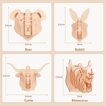 3D Wooden Puzzles for Kids, 8 Pcs Animal Assembly Model Wood Arts and Craft Puzzles Set, No-Glue DIY Delicate Pendant STEM Toys for Boys Girls Ages 6+, Educational Birthday Gift, Party Favors - color: Pendant Puzzles