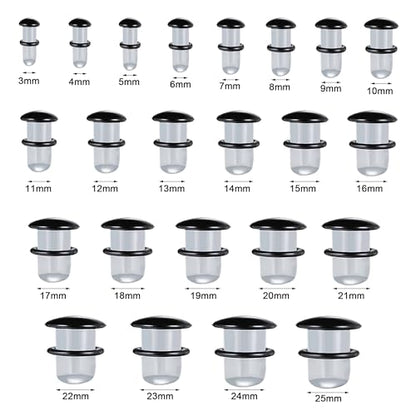 Glass Ear Stretching Kit Gauges 3mm-25mm Single Flare Plugs 4Pcs - color: Black/White, size: 12mm（1/2"）