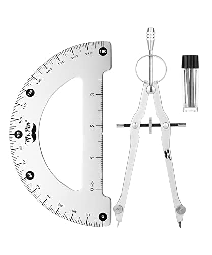 Mr. Pen- Metal Protractor and Metal Compass Set, Compass for Geometry