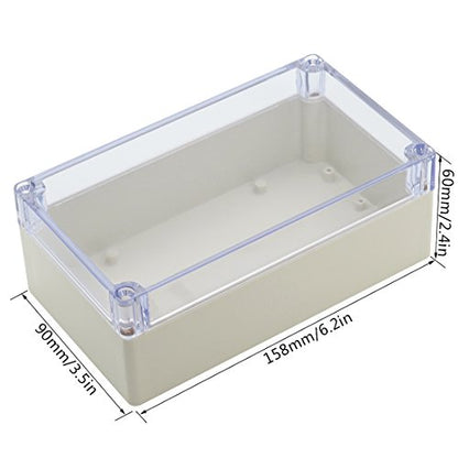 LeMotech ABS Plastic Junction Box Dustproof Waterproof IP65 Electrical Enclosure Box Universal Project Enclosure Grey with PC Transparent Clear Cover6.2 x 3.5 x 2.3 inch(158 x90 x60 mm) - size: 6.2"x3.5"x2.3"