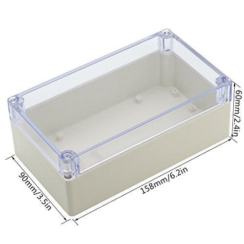 LeMotech ABS Plastic Junction Box Dustproof Waterproof IP65 Electrical Enclosure Box Universal Project Enclosure Grey with PC Transparent Clear Cover6.2 x 3.5 x 2.3 inch(158 x90 x60 mm) - size: 6.2"x3.5"x2.3"