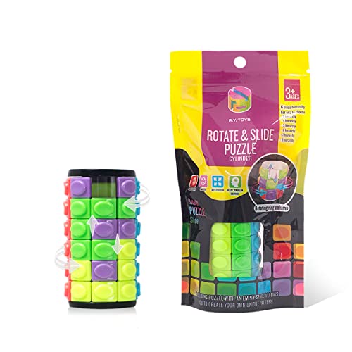 R.Y.TOYS Rotate and Slide Puzzle-Design Patent,Fidget Toys(Restore Order/Create Patterns) 8 Colors,6 Layers-Detach Piece for Quick Play,Brain Teaser,Sensory Toys,Birthday Gifts,Easter Basket Stuffers - color: 8 Colors X 6 Layers