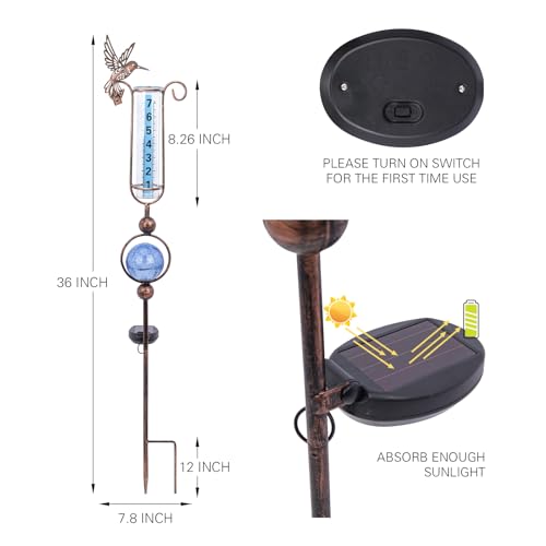 MUMTOP 36 Inch Hummingbird Rain Gauge for Outdoor, Lawn, Yard and Garden - color: Hummingbird