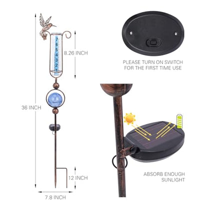 MUMTOP 36 Inch Hummingbird Rain Gauge for Outdoor, Lawn, Yard and Garden - color: Hummingbird