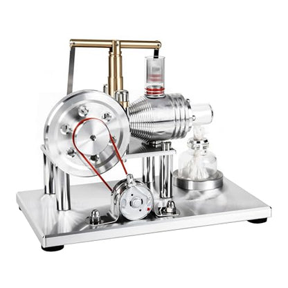 MagicTech Hot Air Stirling Engine Cylinder Electricity Power Metal Physics Assembly Model Silver JY39 - size: 6.5 x 3.74 x 4.72 Inch