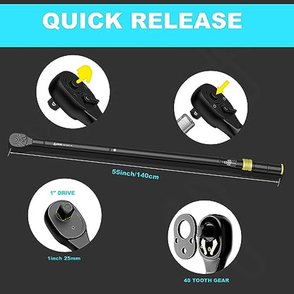 ANPUDS 1-Inch Click Torque Wrench, 200-1200 Ft-Lb/271-1626 Nm, Heavy Duty - size: 200-1200 ft-lb / 271-1626 Nm