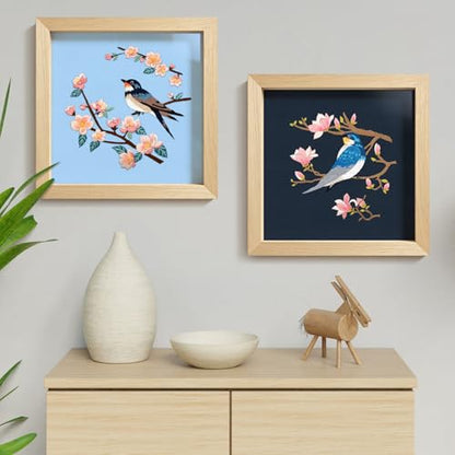 ERKOON Embroidery Kit for Beginners, 2 Set Floral Cross Stitch Set Include Embroidery Cloth Hoops Threads for Craft Lover Hand Stitch with Embroidery Skill Techniques (Bird) - color: Bird