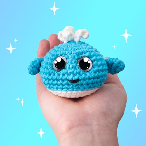 Cookie Box Crochet Kit for Beginners, Whale Luna - color: Blue and White