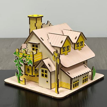 Log Cabin Mini House 3D Wooden Puzzle Building Kit for Adults Teens