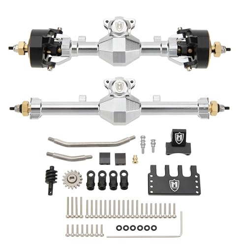 MEUS Racing Isokinetic 3-Section CVD Front and Rear Axles Maximum Steering Angle 52° Wider +5MM for Axial SCX24 Deadbolt C10 JLU Gladiator Bronco 1/24 RC Crawler Upgrade Parts (Electroplated Silver) - color: Silver