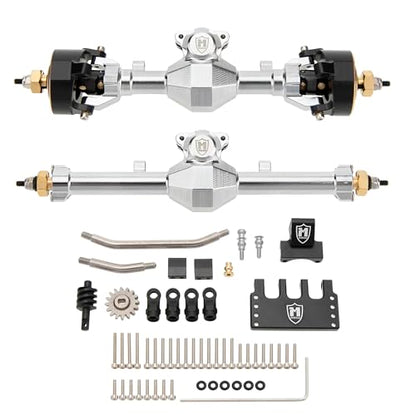 MEUS Racing Isokinetic 3-Section CVD Front and Rear Axles Maximum Steering Angle 52° Wider +5MM for Axial SCX24 Deadbolt C10 JLU Gladiator Bronco 1/24 RC Crawler Upgrade Parts (Electroplated Silver) - color: Silver