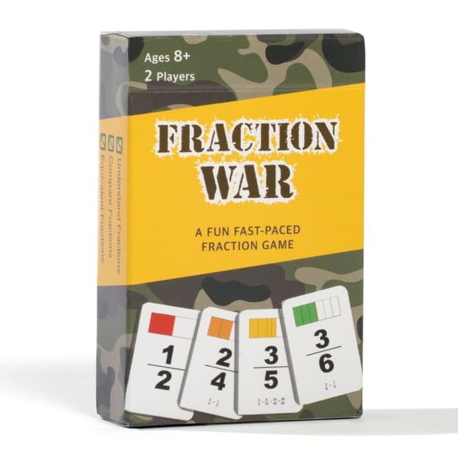Fraction War Fun Math Game to Learn, Compare and Simplify Fractions for 2nd to 5th Grade (1 Pack) - Standard Edition