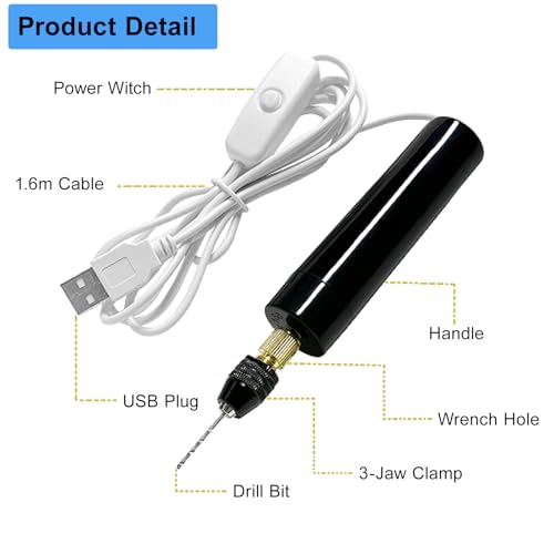 Anlan-angel 233Pcs Electric Drill for Resin Art,Craft Hand Drill with Bits (0-3mm) Flat Nose Pliers, Keychain Making Kit,Small Electric Pin Vise Kit for Resin Mold Keychain Pendant Jewelry Making