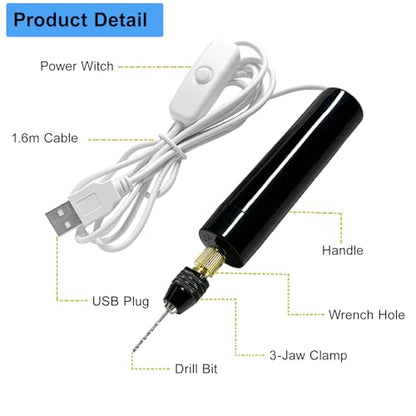 Anlan-angel 233Pcs Electric Drill for Resin Art,Craft Hand Drill with Bits (0-3mm) Flat Nose Pliers, Keychain Making Kit,Small Electric Pin Vise Kit for Resin Mold Keychain Pendant Jewelry Making
