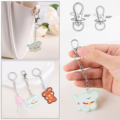 BESARME 1130Pcs Keychain Making Kit, Silver Jump Rings & Clasps - color: Silver