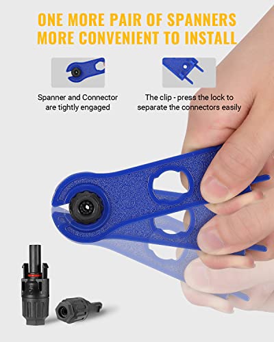BougeRV 44PCS Solar Connector with Spanners IP67 Waterproof Solar Panel Cable Connectors Male/Female 22Pairs(10AWG) - size: 22 Pairs 10AWG Male/Female & 1 pair of spanners