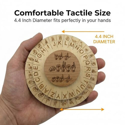 Wooden ASL Cipher Wheel & Decoder | Educational STEM Tool for Learning American Sign Language & Cryptography | Unique Gift for Teachers & Students, Durable Escape Room Puzzle Prop - size: Sign Language