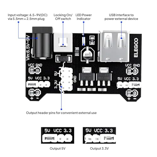 Breadboard Kit, 830 Tie-Points, with Power Supply Module
