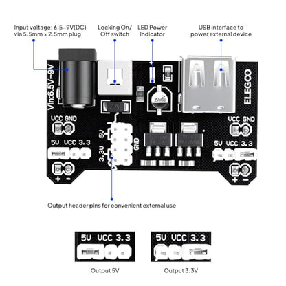 Breadboard Kit, 830 Tie-Points, with Power Supply Module