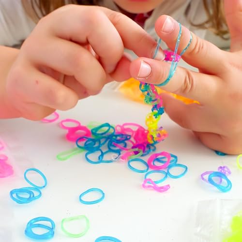 XKDOUS 24 Colors Rubber Band Bracelet Kit, Rubberband Bracelet Making Kit - color: 24 Colors 1400+