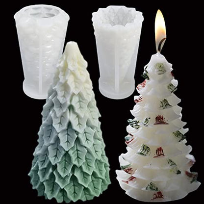 2PCS Christmas Tree Silicone Candle Molds, DIY 3D Tree Shape Molds for Candle Making DIY Scented Candle Home Party Deco Gifts Christmas Ornament(3.8") - color: 2Pcs Christmas Tree 3.8"