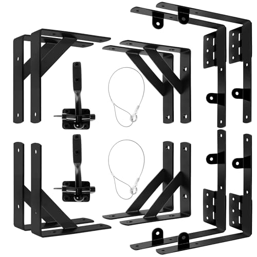 Anti Sag Gate Kit, 2 Set Gate Corner Brace Bracket,Heavy Duty No Sag Kit for Wooden Fence Gate with Self-Locking Gate Latch for Driveway, Corral Gates, Wood Windows - size: Double Gate kit