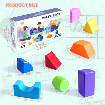 Large Magnetic Building Blocks, 8 Shapes & 8 Colors for Kids Ages 3+, 22PCS - color: 22 Pieces