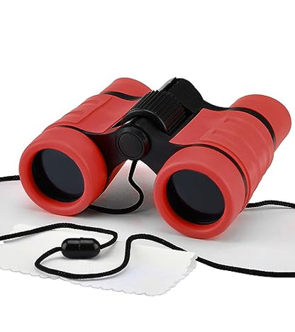 Binoculars for Kids, Toys for 3-12 Years Boys and Girls High-Resolution Optics Shockproof Mini Compact Toy Binoculars for Bird Watching, Hiking, Camping, Science, Detective - color: Red