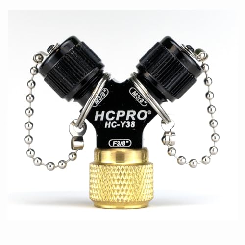 HCPRO HCY38 Quick-Y Adapter for Unrestricted Vacuum Flow - 3/8 in x 3/8 in Male x 3/8 in SAE Female Connection HVAC Refrigeration Evacuation Tool