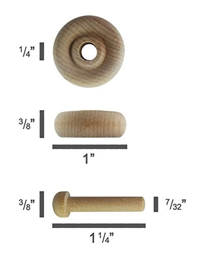 Wood Wheels - 100 Pack with Free Axle Pegs - Made in USA (1" Diameter) - size: 1" Diameter
