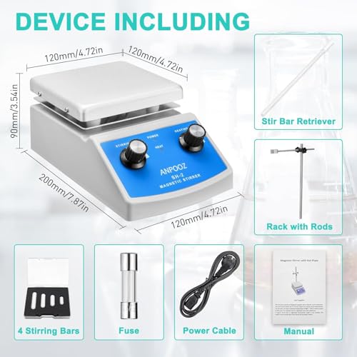 Magnetic Stirrer Hot Plate Set (w/4 Stir Bars n 1 Retriever) - color: Blue