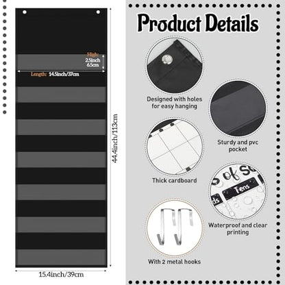 Funrous Days of School Pocket Chart Number of The Day Countdown Posters Back to School Black White Dots Countdown Bulletin Board Decor Hundreds Tens Ones Place Value Chart Cards for Classroom Home - style: Dots