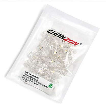 CHANZON 100 pcs 5mm Piranha Superflux Warm White LED Lights (DC 3V 20mA) - color: F) Warm White (100pcs)