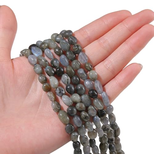 BEADIA Natural Irregular Freeform Spectrolite Stone Beads for DIY Jewelry Making 5-8mm 38cm - color: Spectrolite