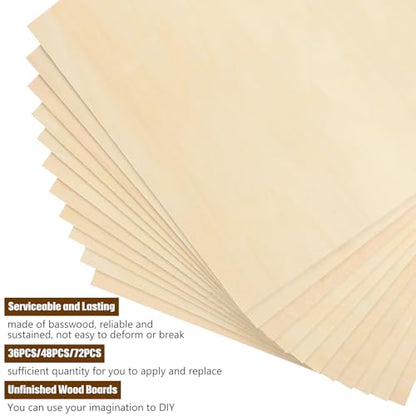Riakrum Basswood Sheets Plywood Board Unfinished Wood Boards for Crafts for DIY Laser Projects Architectural Mini House Building Hobby Model Making(12 x 24 x 1/8 Inch,48) - size: 12 x 24 x 1/8 Inch